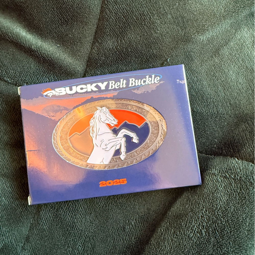 Bucky Belt Buckle in Blue with Orange Accent